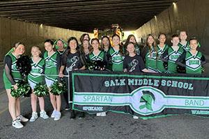 dance team with banner